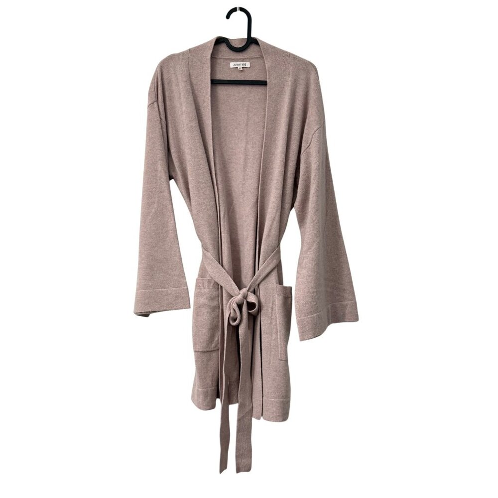 Johnny Was Mauve Pink Pure Cashmere Belted Sweater Cardigan Womens Small - Picture 1 of 7